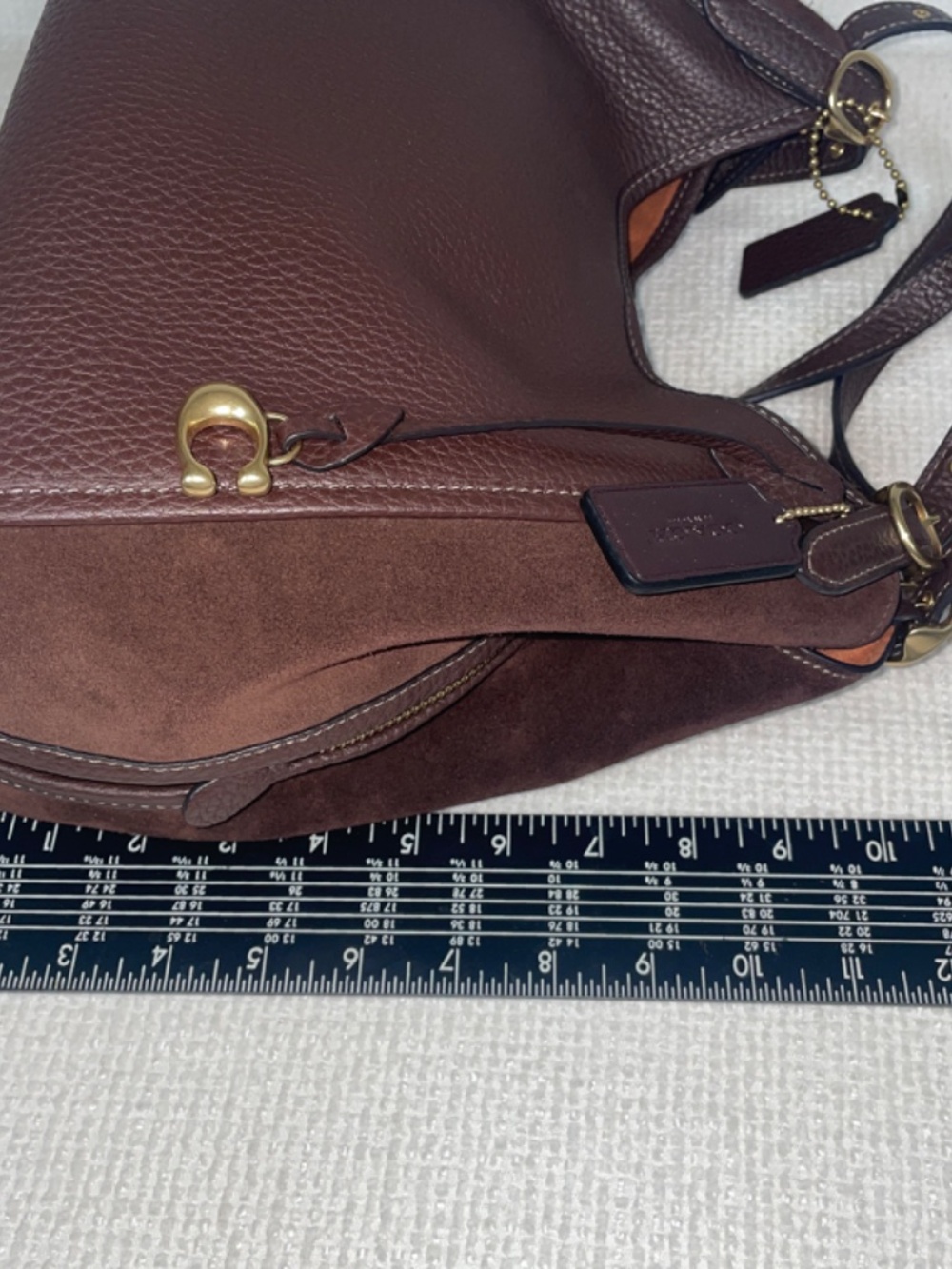 Coach “Lori” C5265, Maple Pebble Leather/Suede Shoulder Bag EUC - Picture 7 of 17